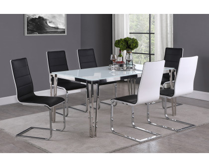 Coaster - Pauline Rectangular Dining Table With Metal Leg in White/Chrome