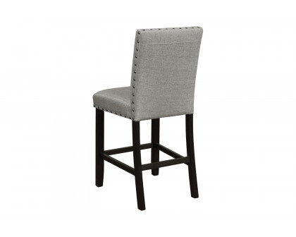 Coaster - Solid Back Upholstered Counter Height Stools (Set Of 2) in Gray/Antique Noir