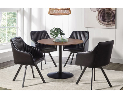 Coaster Tufted Sloped Arm Swivel Dining Chair - Black/Gunmetal