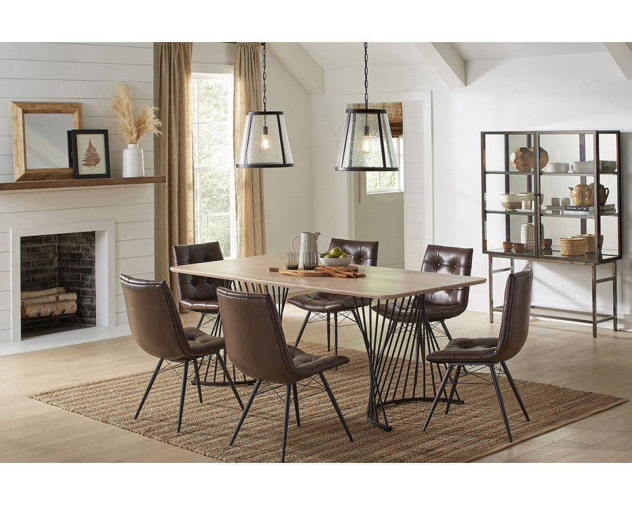 Coaster - Altus Swirl Base Dining Table in Natural Oak/Gunmetal