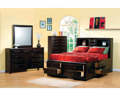 Coaster Phoenix 10-Drawer California King Bed - Deep Cappuccino