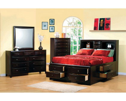 Coaster Phoenix 10-Drawer California King Bed - Deep Cappuccino