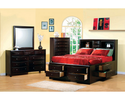 Coaster Phoenix 10-Drawer Queen Bed - Deep Cappuccino