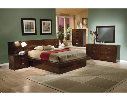 Coaster Jessica California King Platform Bed with Rail Seating - Cappuccino