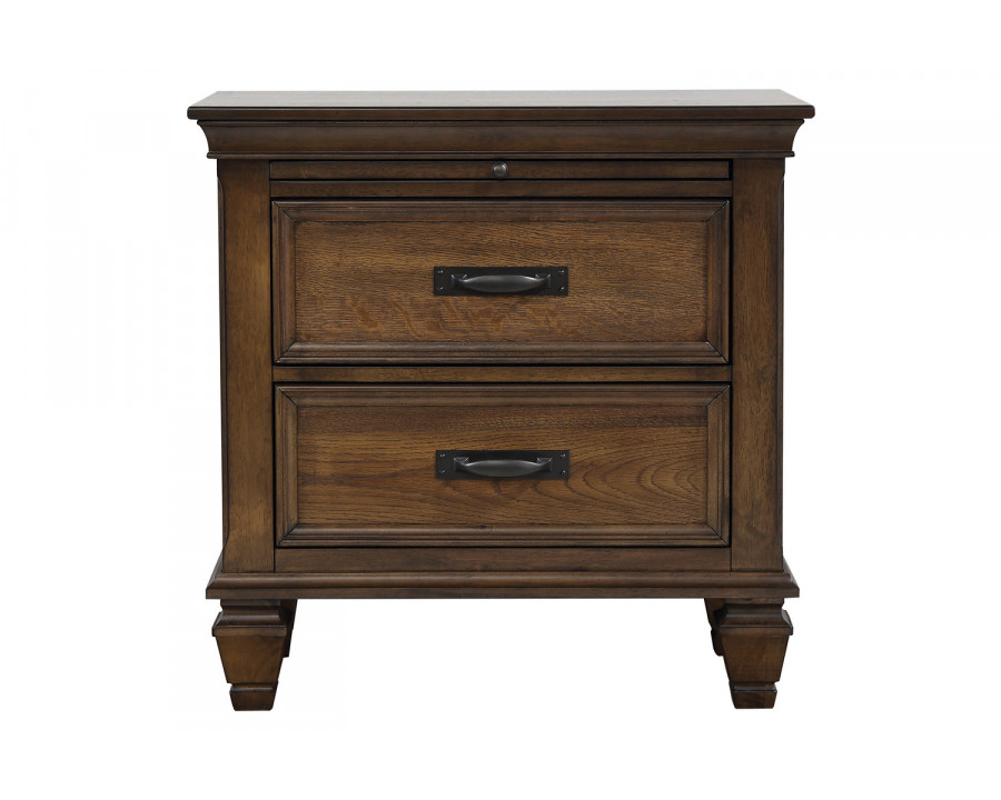 Coaster - 2-Drawer Nightstand With Pull Out Tray in Burnished Oak