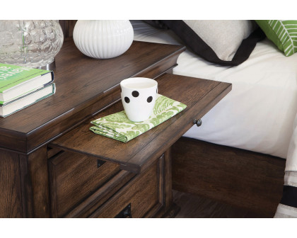 Coaster - 2-Drawer Nightstand With Pull Out Tray in Burnished Oak