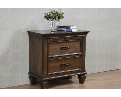 Coaster - 2-Drawer Nightstand With Pull Out Tray in Burnished Oak