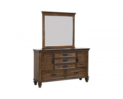 Coaster Franco 5-Drawer Dresser with 2 Louvered Doors - Burnished Oak