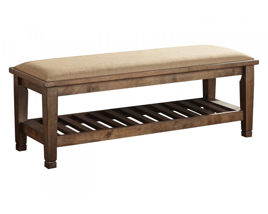 Coaster - Bench With Lower Shelf in Beige/Burnished Oak