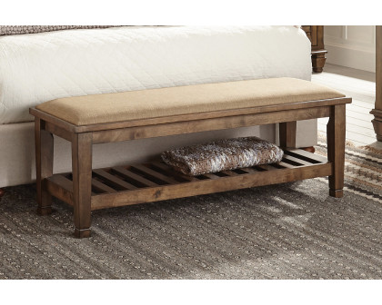 Coaster - Bench With Lower Shelf in Beige/Burnished Oak