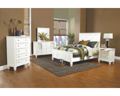 Coaster Sandy Beach Eastern King Panel Bed with High Headboard - White