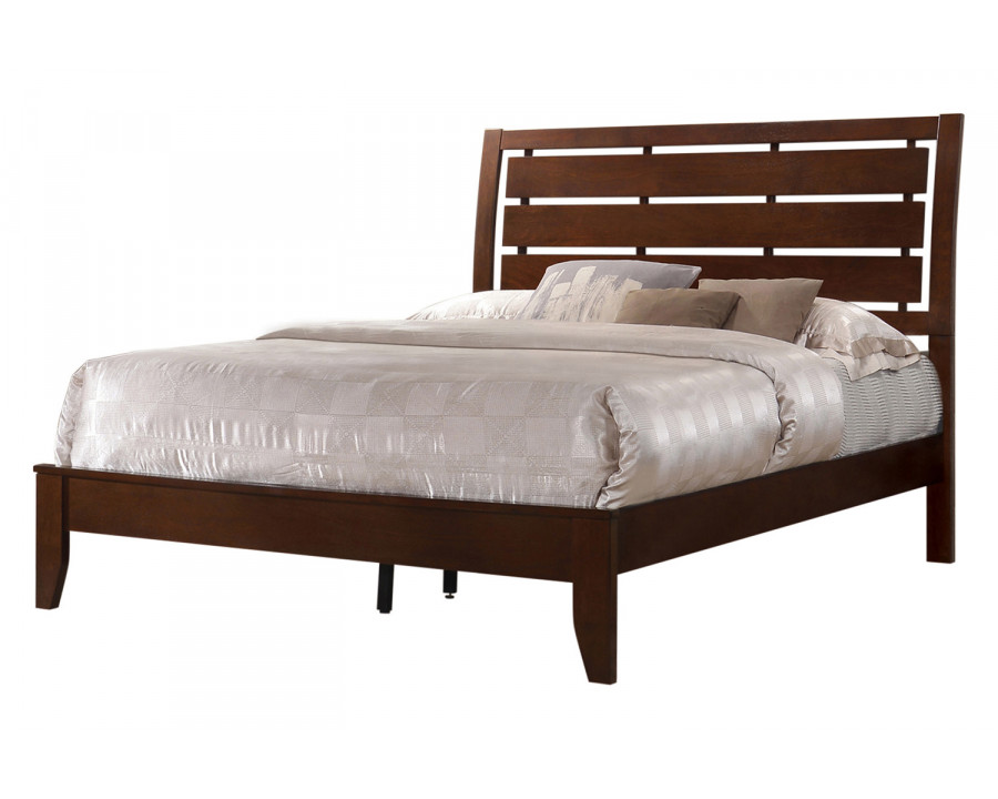 Coaster Serinity Full Panel Bed with Cut-Out Headboard - Rich Merlot