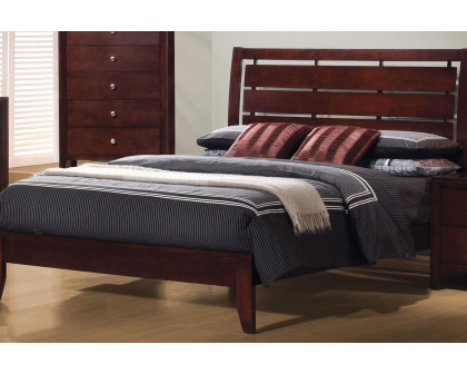 Coaster Serinity Full Panel Bed with Cut-Out Headboard - Rich Merlot