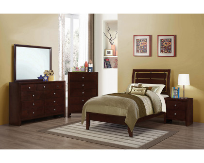 Coaster Serinity Twin Panel Bed with Cut-Out Headboard - Rich Merlot