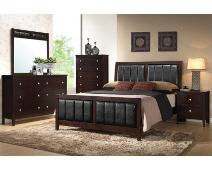 Coaster Carlton California King Upholstered Bed - Cappuccino/Black