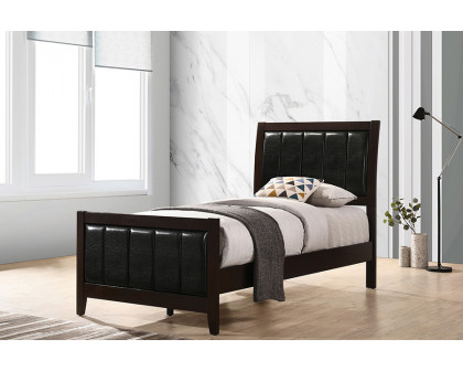 Coaster Carlton Twin Upholstered Panel Bed - Cappuccino/Black