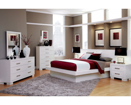 Coaster Jessica Queen Platform Bed with Rail Seating - White