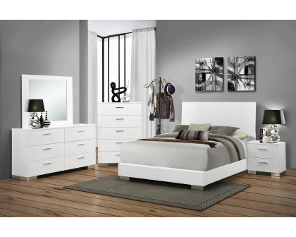 Coaster Felicity California King Panel Bed - Glossy White