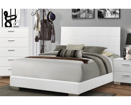 Coaster Felicity California King Panel Bed - Glossy White