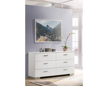 Coaster - Felicity 6-Drawer Dresser in Glossy White