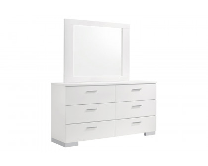 Coaster - Felicity Rectangle Dresser Mirror in Glossy White