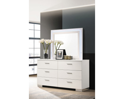 Coaster - Felicity Rectangle Dresser Mirror in Glossy White