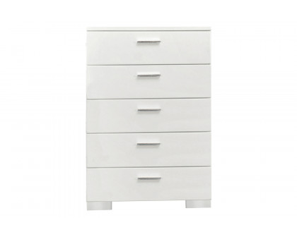 Coaster - Felicity 5-Drawer Chest in Glossy White