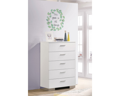 Coaster - Felicity 5-Drawer Chest in Glossy White