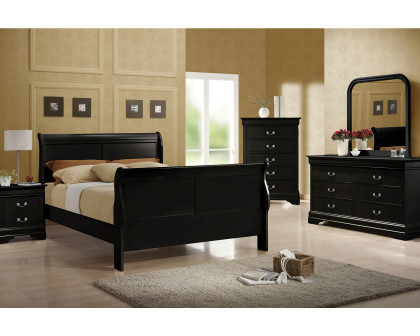 Coaster Santee Louis Philippe Queen Sleigh Panel Bed - Black