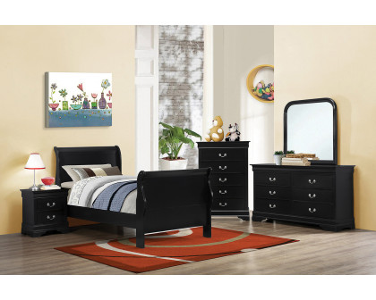 Coaster Santee Louis Philippe Twin Sleigh Panel Bed - Black