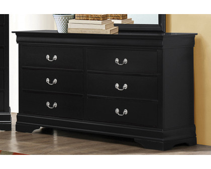 Coaster - Louis Philippe Rectangular 6-Drawer Dresser in Black