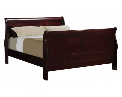 Coaster Santee Louis Philippe Queen Sleigh Panel Bed - Red Brown