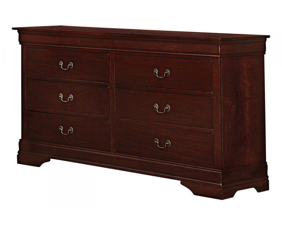 Coaster - Santee Louis Philippe Rectangular 6-Drawer Dresser in Red Brown