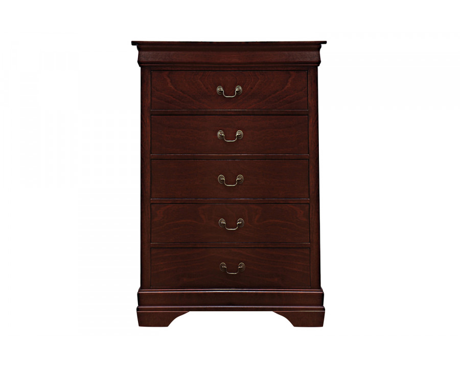 Coaster - Santee Louis Philippe Rectangular 5-Drawer Chest in Red Brown