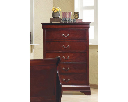 Coaster - Santee Louis Philippe Rectangular 5-Drawer Chest in Red Brown