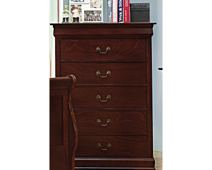 Coaster - Santee Louis Philippe Rectangular 5-Drawer Chest in Red Brown