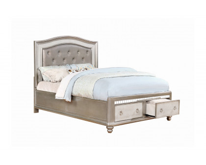 Coaster Bling Game Upholstered Storage Eastern King Bed - Metallic Platinum