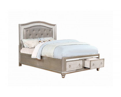 Coaster Bling Game Upholstered Storage Eastern King Bed - Metallic Platinum