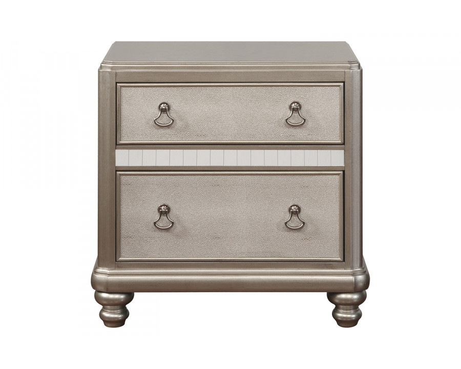 Coaster - Bling Game 2-Drawer Nightstand in Metallic Platinum