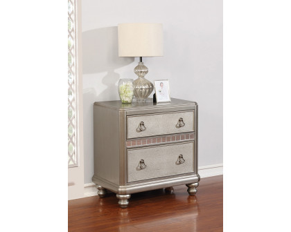 Coaster - Bling Game 2-Drawer Nightstand in Metallic Platinum