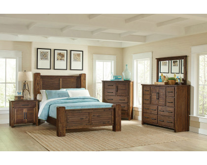 Coaster Sutter Creek Eastern King Bed with Block Posts - Vintage Bourbon