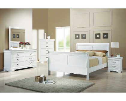 Coaster Louis Philippe Queen Sleigh Panel Bed - White