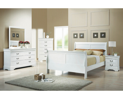 Coaster Louis Philippe Queen Sleigh Panel Bed - White