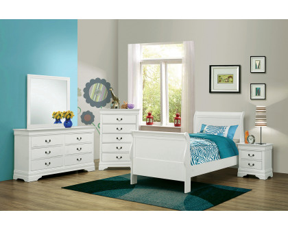 Coaster Louis Philippe Twin Sleigh Panel Bed - White