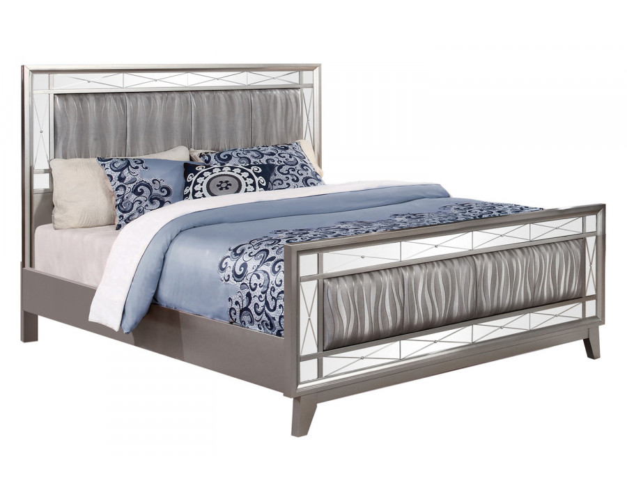 Coaster Leighton Full Panel Bed with Mirrored Accents - Metallic Mercury