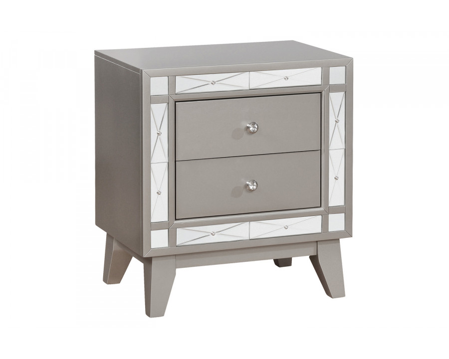 Coaster - Leighton 2-Drawer Nightstand in Metallic Mercury