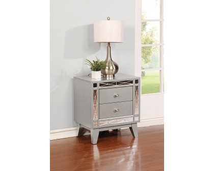 Coaster - Leighton 2-Drawer Nightstand in Metallic Mercury