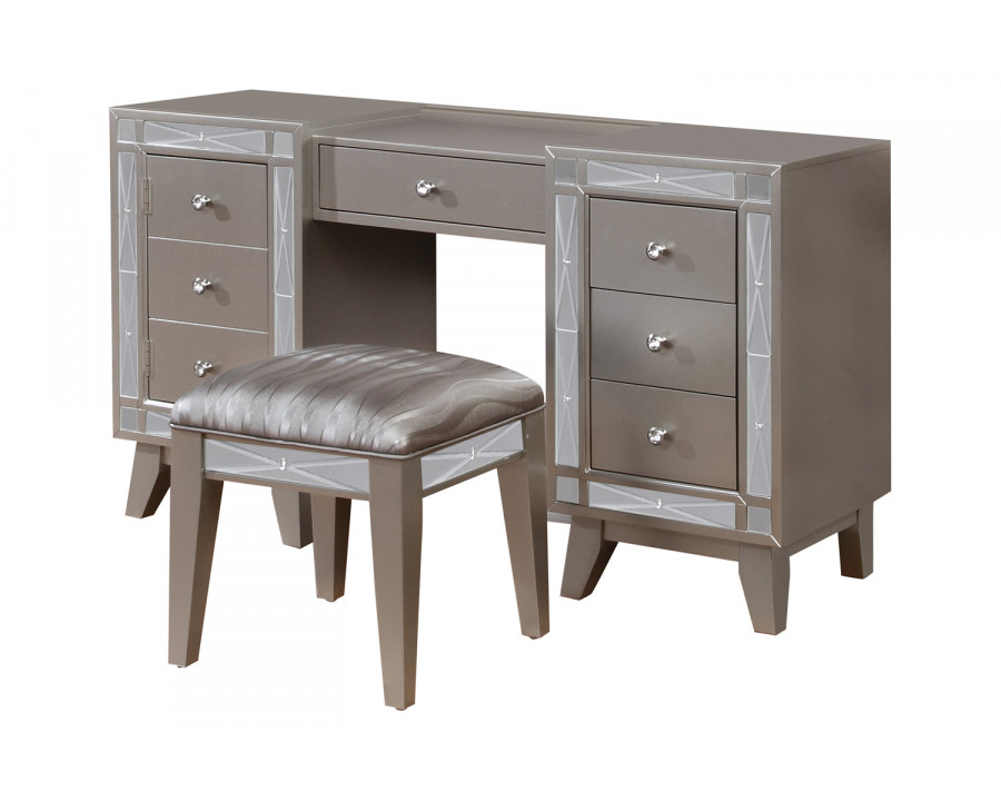 Coaster - Leighton Vanity Desk And Stool in Metallic Mercury