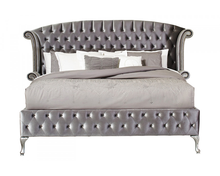 Coaster Deanna Eastern King Tufted Upholstered Bed - Gray