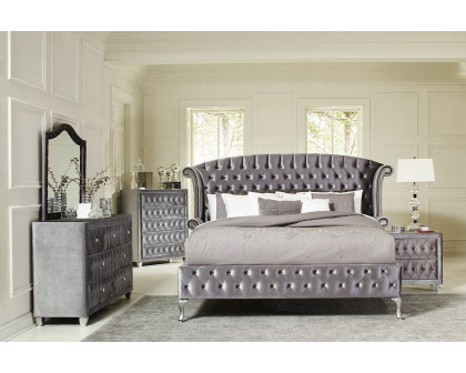 Coaster Deanna Eastern King Tufted Upholstered Bed - Gray